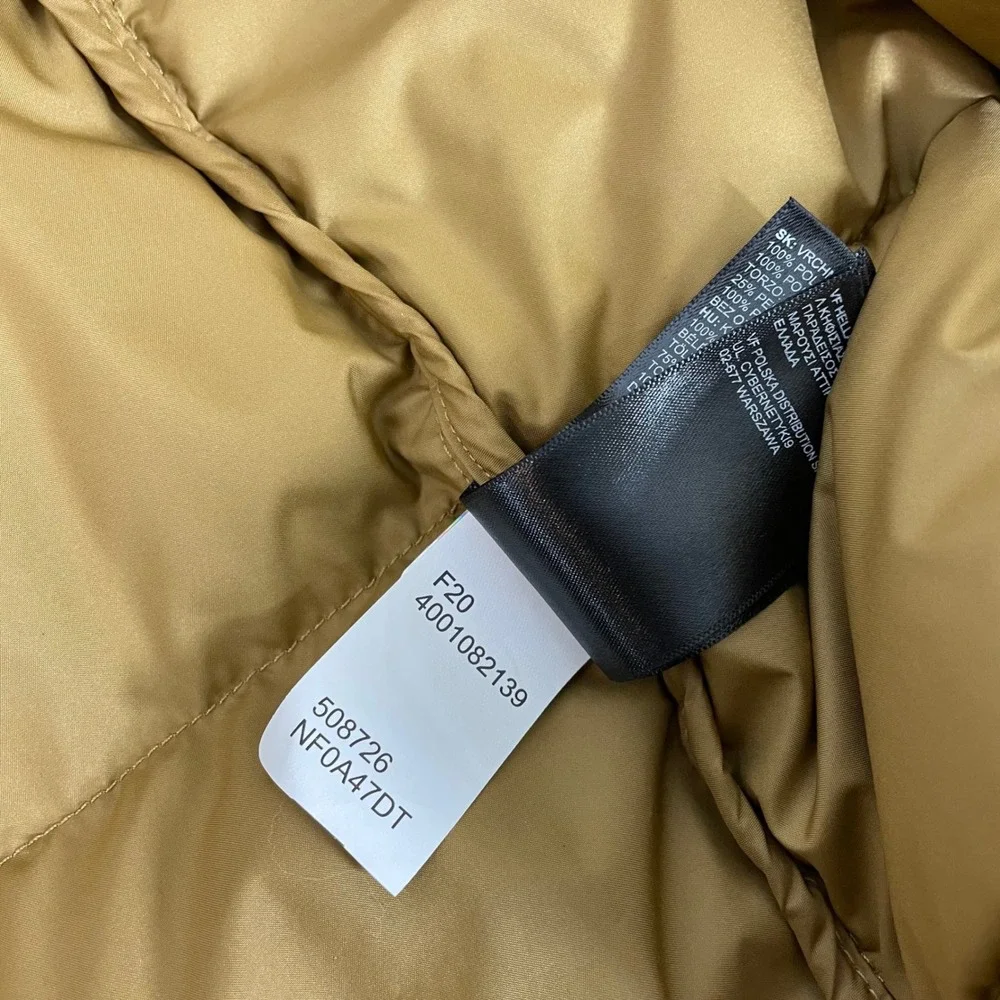 North Face 550 Down Puffer Vest Mens Large Quilted Insulated Tan Gold